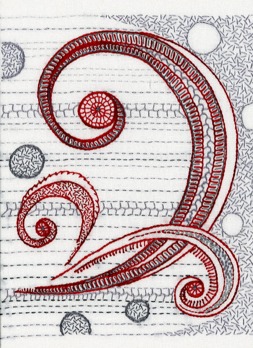 Curlicues hand embroidery pattern from April Sproule.