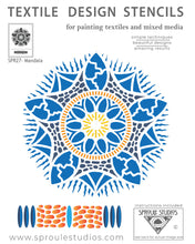 Load image into Gallery viewer, The Mandala Stencil from Sproule Studios is perfect for painting fiber arts and mixed media projects.