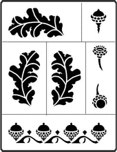 Load image into Gallery viewer, This is an amazing Oak Stencil designed by April Sproule for mixed media use.