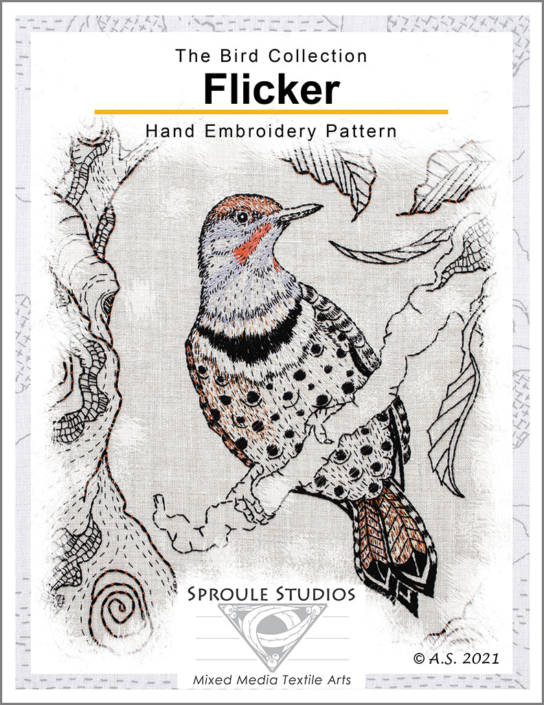 The Flicker, Hand Embroidery Pattern
