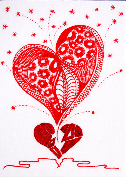 Hearts Broken open hand embroidery pattern from Sproule Studios.
