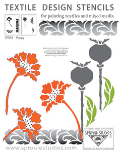 The Poppy Stencil can be used to create an unlimited number of designs by arranging the parts in different ways. 