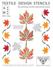 Load image into Gallery viewer, The Maple Stencil from Sproule Studios for mixed media textile arts.