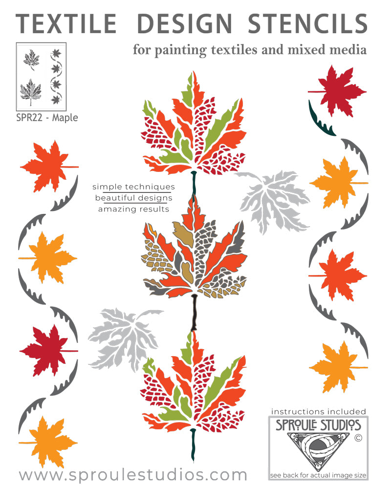 The Maple Stencil from Sproule Studios for mixed media textile arts.