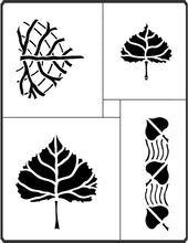Load image into Gallery viewer, The actual Poplar Stencil designed by April Sproule for mixed media textile arts.