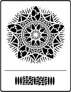 The Mandala Stencil designed by April Sproule is designed for painting fiber arts mixed media projects.
